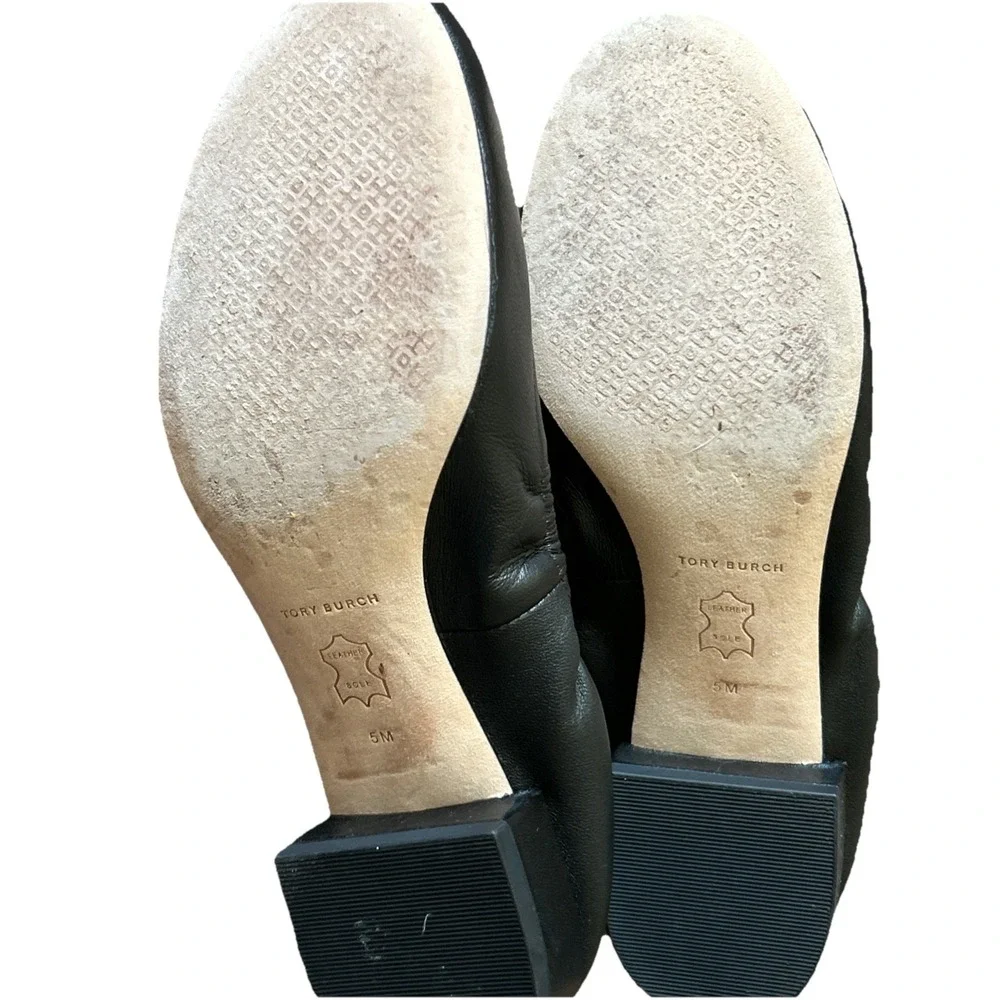 Tory Burch‎ Benton 2 Ballet Scrunch Back Nappa Leather Heel Size 5 - Picture 6 of 8